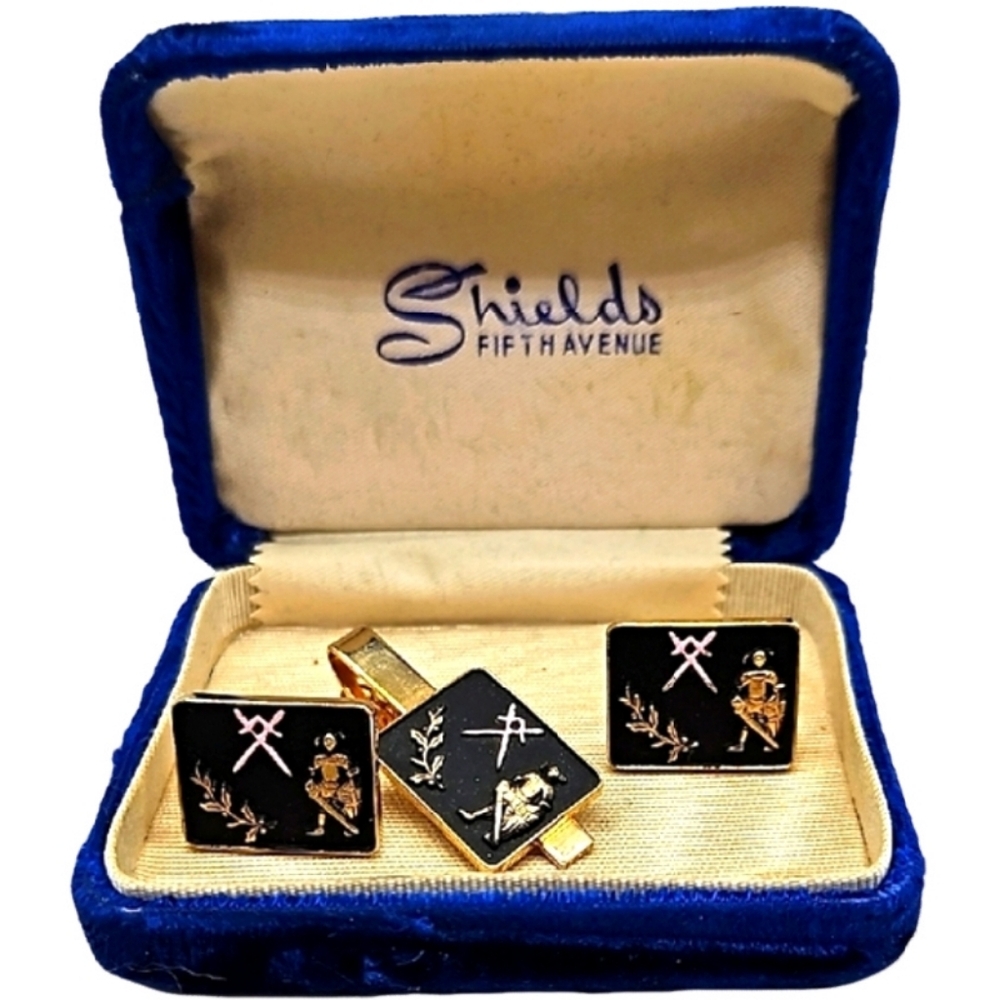 Cuff links and tie clip in Shields Fifth Avenue box NWOT